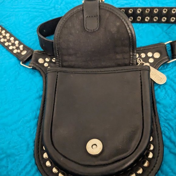 Nicole Miller riveted biker steampunk belt,  fanny pack main image 10